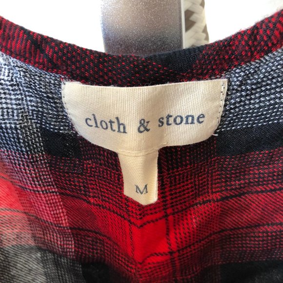 CLOTH & STONE Red and Gray Plaid Ruffled Crop Top - Picture 3 of 4
